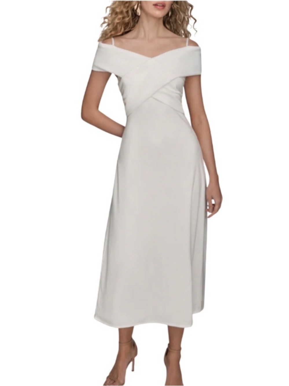 Donna Karan One-Shoulder White Evening Dress - Picture 2 of 6